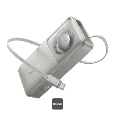 Baseus Free2Pull Power Bank With Retractable Cable 10000Mah 30W Lunar Gray
